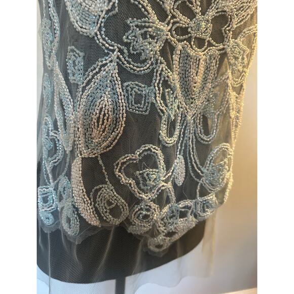 Blue Frost Beaded Tulle Top Black Label Urban Outfitters - Picture 9 of 10